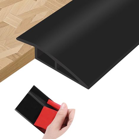 Barre de seuil adhesive seuil de porte en PVC bande de transition sol stratifié transitions de tapis (Noir, 10mm×1m) (1/5)