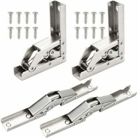 4 PCS Charnières Pliant 90 Degré Plein Recouvrante Charniere Porte en Acier Inoxydable Charniere Meuble Cuisine Invisible avec 16 Vis pour Fermeture d’Armoire de Porte Placard 6.86.82.2cm (1/4)