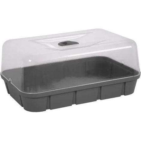 EDA Mini invernadero de cultivo gris antracita L56 x l38 x h24 cm