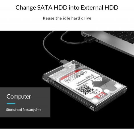 1 Boîtier Disque Dur, USB 3.1 Type C, SATA III, 2,5 Pouces, Transparent, PC Portable (1/3)