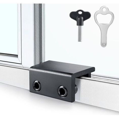 Fensterverriegelung, Schiebefensterverriegelung mit Schlüssel, einfach zu montieren, verstellbares Sicherheitsschloss für Zuhause, Schlafzimmer oder Büro (schwarz) (1/5)