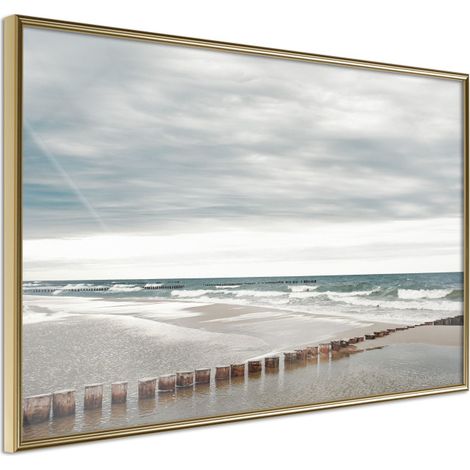 Affiche Murale Encadrée "Chilly Morning at the Seaside" 30 x 20 cm Or