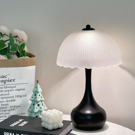 Lampe de table LED, veilleuse décorative en métal avec abat-jour en verre dépoli, lampe de chevet rétro, lampe de bureau, 3 températures de couleur (1/5)