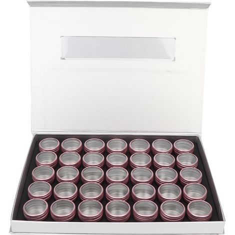 Boîte de rangement pour manucure et bijoux à 35 emplacements, contenant pour capsules et outils de nail art, or rose et argent. (1/5)