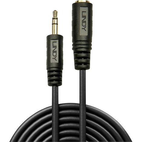 Rallonge LINDY 35654 Jack audio [1x Jack mâle 3.5 mm - 1x Jack femelle 3.5 mm] 5.00 m noir (1/3)