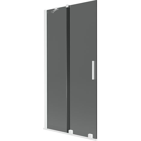 Mexen Velar Badewannenaufsatz 2-flügelig schiebbar 95 x 150 cm, Graphit, Weiß - 896-095-000-41-20 (1/2)