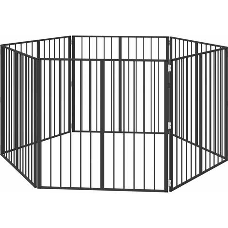 Cancello per cani 6 pz Nero 100 x 100 cm Acciaio zincato vidaXL