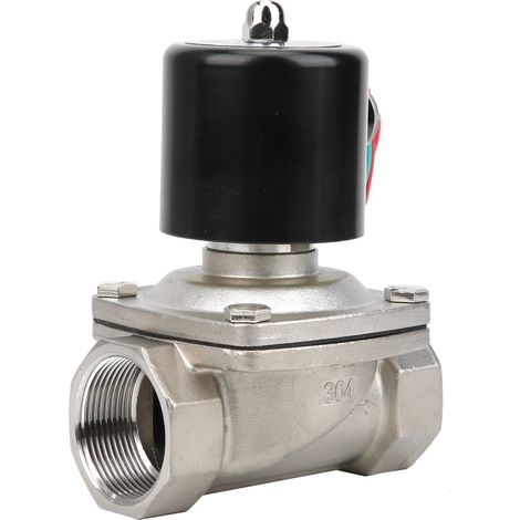 Électrovanne normalement fermée inox 2W-400-40B, action directe, filetage femelle G1 1/2, 24V DC, pour air, eau et huile. (1/5)