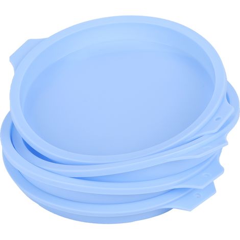 Moule à gâteau rond en silicone de 20 cm (8 pouces), plaque de cuisson, accessoires pour gâteaux colorés, lot de 4, bleu (1/5)