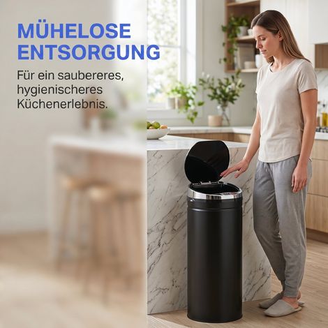 Automatischer 50-Liter-Abfalleimer mit Infrarotsensor, Küchenabfalleimer aus Edelstahl für Küche und Esszimmer. (1/5)