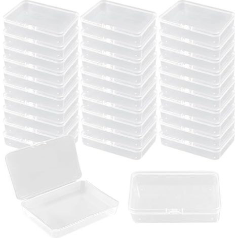 32 Boite plastique, Transparent, PP, 7.1x4.6x1.5cm, Couvercle, Rangement, Perles, Bijoux