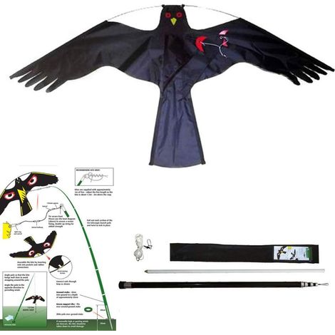 Yomyay SimulÉ par Cerf-Volant RÉPulsif pour Oiseaux RÉPulsif Pigeon Kit Anti-Oiseaux Epouvantail (4 Meters（158 inch）)