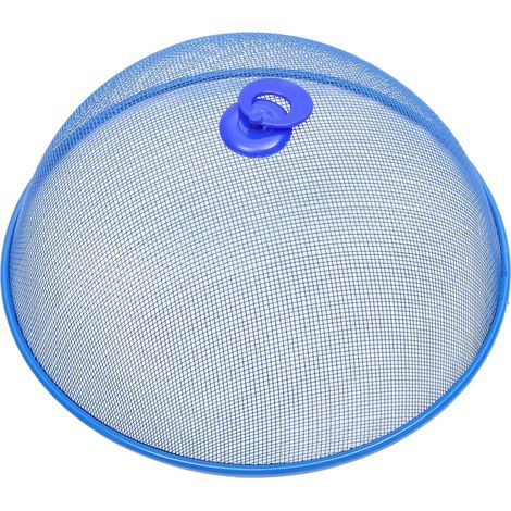 Couvercle anti-mouches métallique bleu de 28 cm, protection alimentaire pour pain, fruits, légumes et gâteaux, usage domestique et professionnel (1/5)