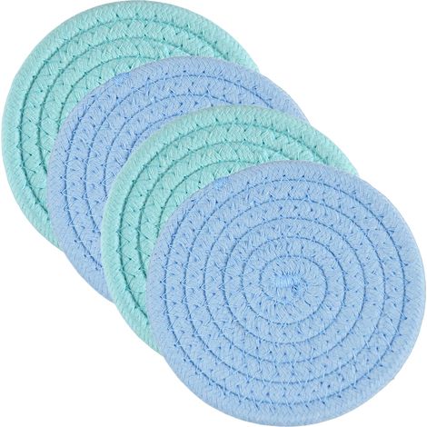 4 dessous de plat résistants à la chaleur, en coton et non-tissé, 18 cm, protection pour plans de travail et tables, accessoire de cuisine (1/5)