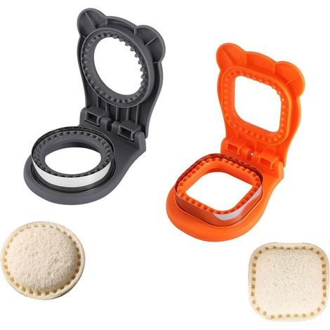 coupe-soudure pour sandwichs - 2morceau -Ensemble d'emporte-pièces pour pain et biscuits - Orange et gris (1/5)