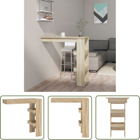 The Living Store Wand-Bartisch Sonoma-Eiche 102x45x103,5 cm Holzwerkstoff - Wandbartisch - Bartisch - Kücheninsel - Essbereich - Wohnzimmer Dekoration (1/5)