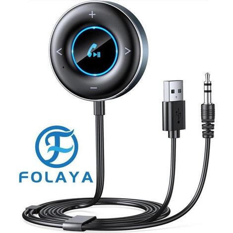 Adaptateur Bluetooth - FOLAYA - 5.3 - Kit Main Libre - Microphone Intégré - Jack 3,5mm (1/4)