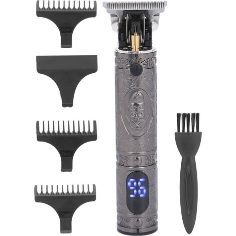 Tondeuse à cheveux électrique rechargeable par USB, tondeuse portable en métal, argentée. (1/5)