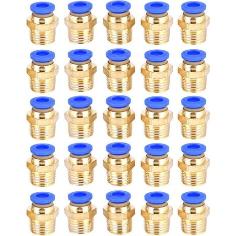 Raccord Pneumatique Rapide - Raccord Mâle G1/4 - Connexion Push-to-Connect 8 mm - Pression Max 1,32 MPa - Température 0 à 60 °C - Lot de 25 Pièces (1/5)