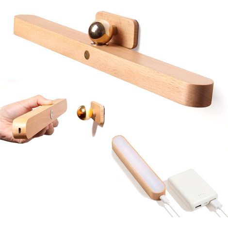 Réglette LED en Hêtre Rechargeable ALOVEZ Éclairage Tactile et Nomade (1/4)