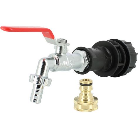Robinet laiton chromé 15 mm + Nez 20x27 - kit couplage cuve (1/3)