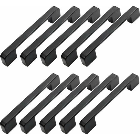 Lntyq 10pcs Poignée Meuble Entraxe 160mm-Poignée Porte Cuisine Noire Poignee Barre Meuble Poignee De Cuisine Noire 160mm (1/5)