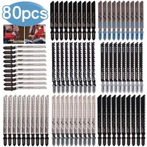 80pcs Lames de Scie Sauteuse à Tige en T , Fabriquées en HCS/HSS, avec étui de rangement pour la coupe du bois, du plastique et du métal (1/3)
