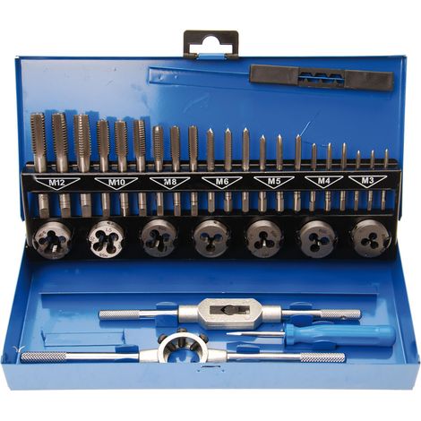 COFFRET TARAUDS-FILIERES BGS TECHNIC 3 à 12 mm ACIER A OUTILS GCr15 (1/2)