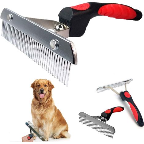 Brosse pour grands chiens, peigne à poils longs, brosse de toilettage avec manche antidérapant, peigne en acier pour Golden Retriever, Husky, Berger Allemand (1/5)