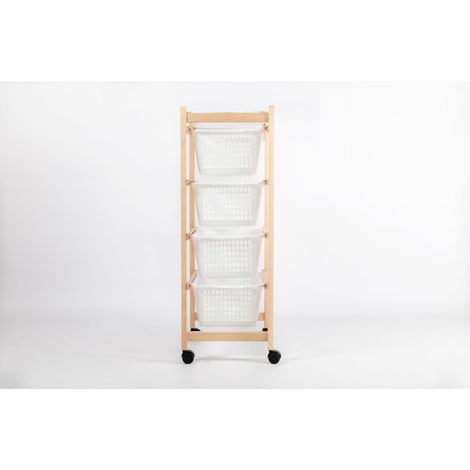 Inca Carrello Da Cucina Salvaspazio In Legno Di Faggio Con 4 Ceste Colore Naturale (1/5)
