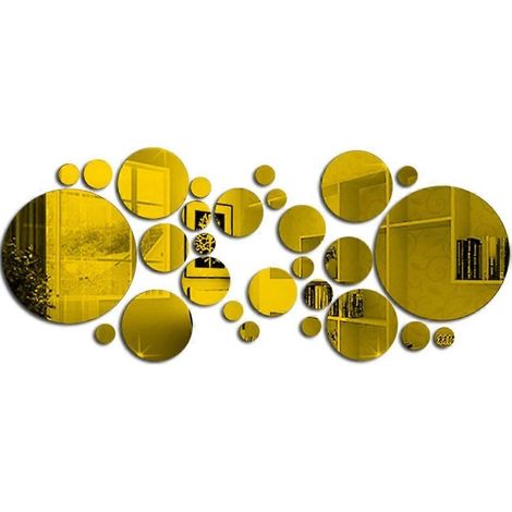 Sticker mural acrylique effet miroir, stickers muraux ronds tendance pour salon, cuisine ou bureau