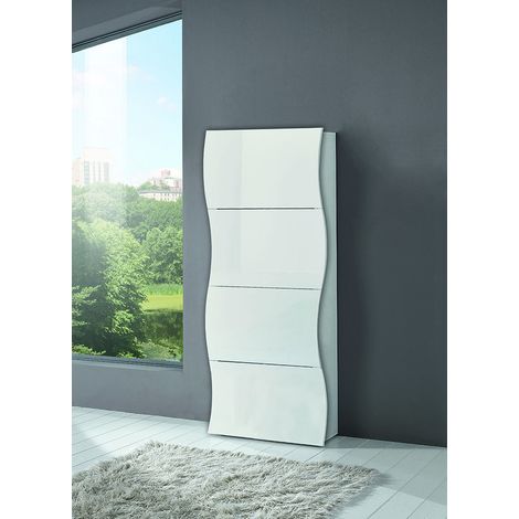 Meuble à chaussures moderne H 161 cm blanc laqué Onida (1/4)