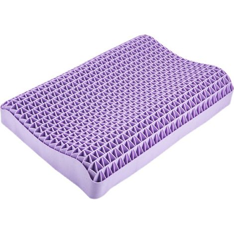 Oreiller en pectine TPE anti-pression, facile à dormir, lavable, respirant, pour adultes et bébés + taie d'oreiller violette (1/5)