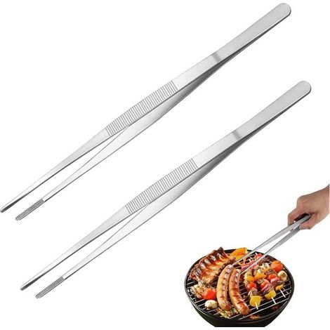 Lot De 2 Pinces De Cuisine En Acier Inoxydable De Qualité Alimentaire 30 Cm,Pince à Viande Avec Surface De Préhension Rainurée,Brucelles De Barbecue Multifonctionnelles,Pince Pour La Cuisine (1/5)