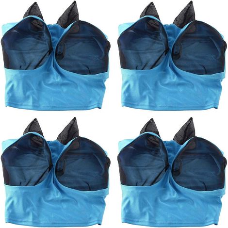 Lot de 4 Stretchy Compatible Horse Fly Mask avec UV Protection Doux sur Skin avec Breathability bleu (1/5)