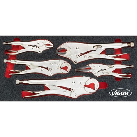 VIGOR Gripzangen Satz, 5-tlg., 16 - 27 mm, 11 - 19 mm, Anzahl Werkzeuge: 5 (1/3)