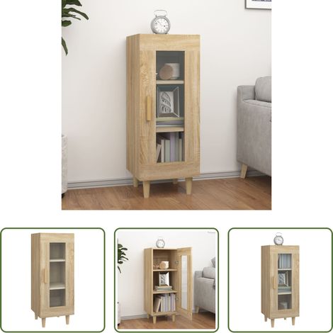 Holzbeine -  Sideboard Sonoma-Eiche 34,5x34x90 cm Holzwerkstoff (1/5)