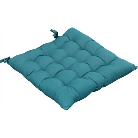 SOPHIE - Coussin de Chaise Matelassé 38x38cm Coton Coloris Paon (1/5)