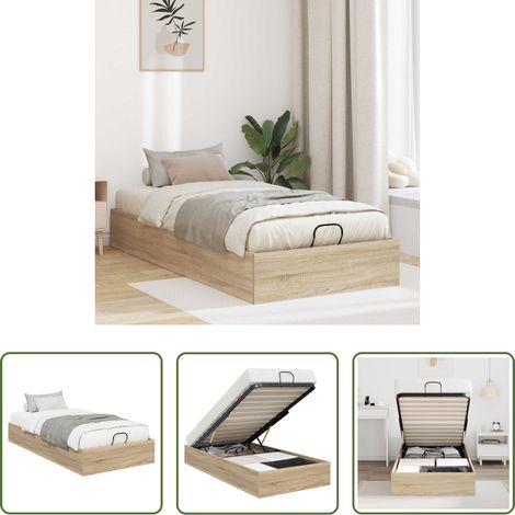 Cadre de lit - Cadre de lit ottoman Chêne Sonoma 203 x 90 x 25 cm (1/5)