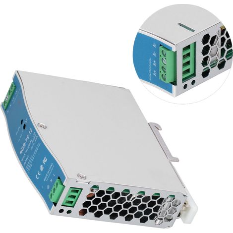 Alimentation Rail DIN 75W 6.3A 12V DC, Protection Surcharge, Industriel AC100-240V (1/5)