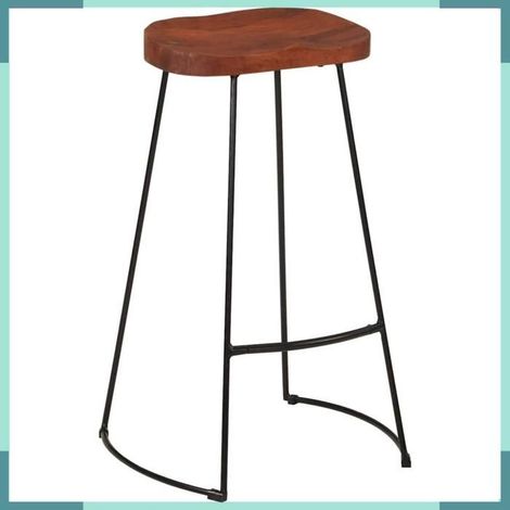 344916 Tabourets de bar Gavin lot de 2 50x40x78cm bois massif manguier (1/5)