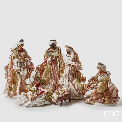 EDG Enzo De Gasperi Nativita Tessuto Natale con Magi H 46 Cm 6 Pz Multicolor