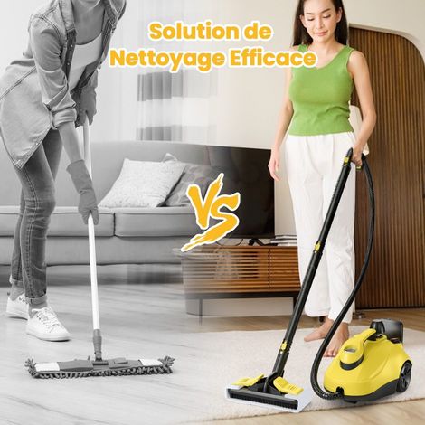 Nettoyeur vapeur jaune 2000W avec pression 5 bars, réservoir 1,8 L et température jusqu'à 160 C, pour sols, carrelage et vitres (1/5)