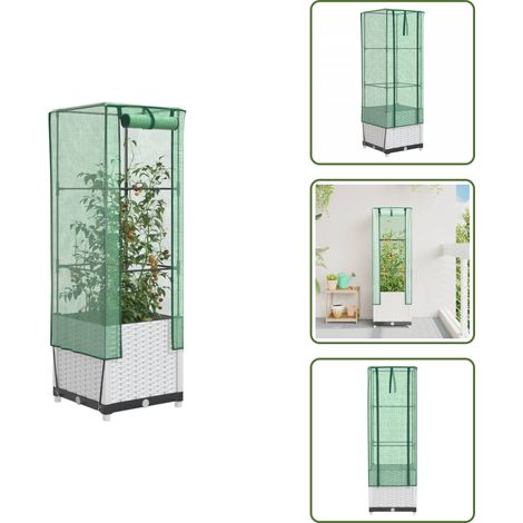 vidaXL Jardinière surélevée avec housse aspect rotin 40x40x139 cm (1/5)