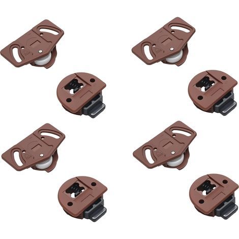 4 paires de Porte Coulissantes pour Porte de Garde-robe avec guide pour armoires encastrées, Roulette Placard, Roues Rouleaux pour Armoire, Vitrines, Remplacement Porte Rouleau (1/5)