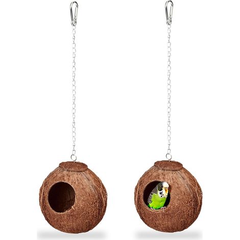 Juego de 2 casitas de coco para pájaros