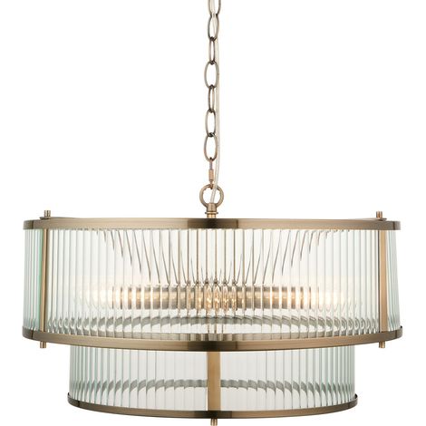 Lampadario Art Déco ottone anticato 5xE14 Ridgeton Endon (1/5)