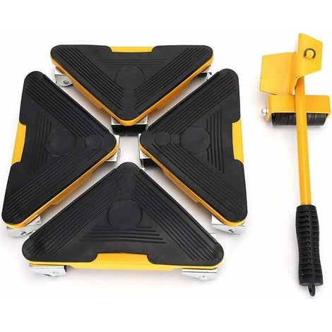 Juego de 5 herramientas para mover muebles, kit de mango con rueda de empuje (1/3)