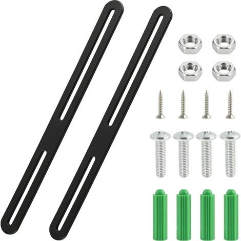 Support boîte aux lettres acier inoxydable, 2 pattes de fixation 280×24×3mm, kit de fixation pour portail et clôture, pied boite aux lettres extérieur avec vis et écrous (1/5)