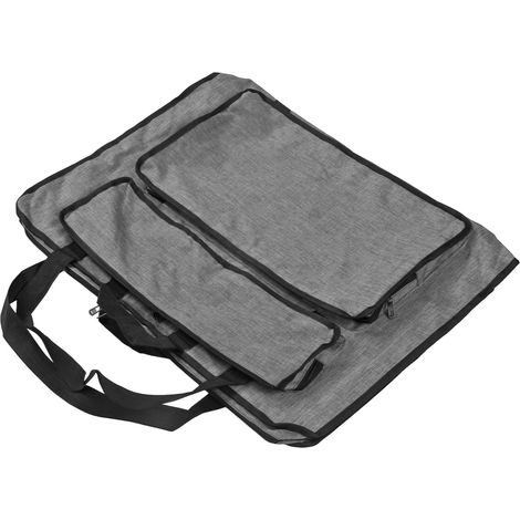 Sac à dessin bandoulière renforcé imperméable grand format gris, poches multiples, portable pour artistes et illustrateurs (1/5)